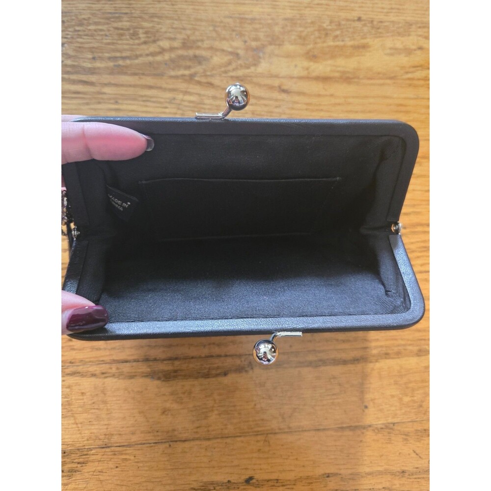 Vtg Coach Soho Black Stitched Leather Framed Kisslock Wristlet Clutch Wallet - Picture 4 of 6